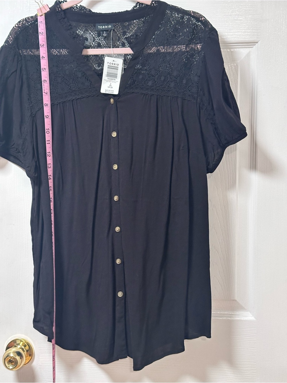 torrid Black Lace Yoke Button-Front Blouse